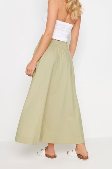 PixieGirl Petite Stone Brown Poplin Maxi Skirt