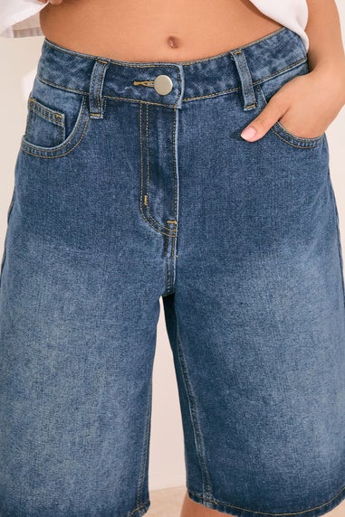 Pixiegirl Petite Mid Blue Denim Jorts