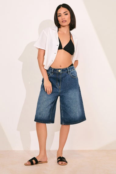 Pixiegirl Petite Mid Blue Denim Jorts