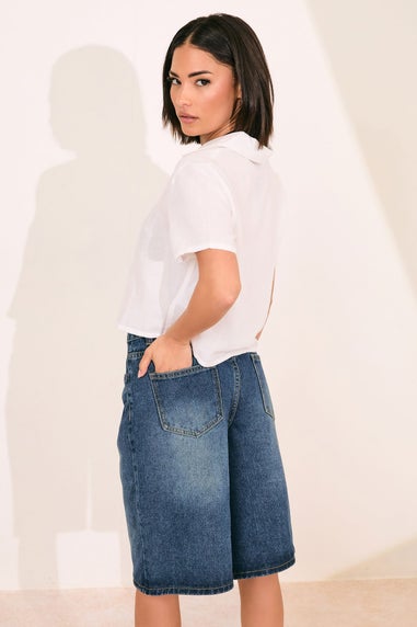 Pixiegirl Petite Mid Blue Denim Jorts