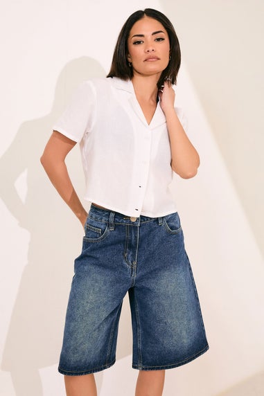 Pixiegirl Petite Mid Blue Denim Jorts
