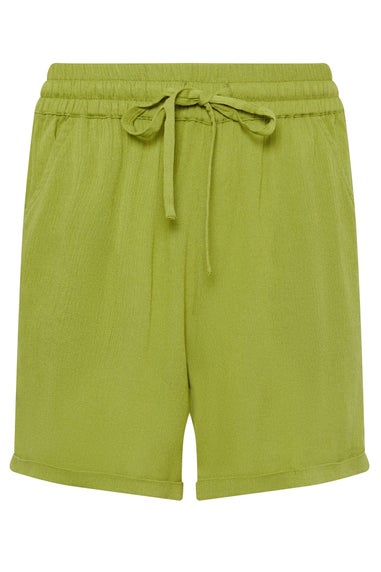 PixieGirl Petite Green Textured Tie Waist Shorts