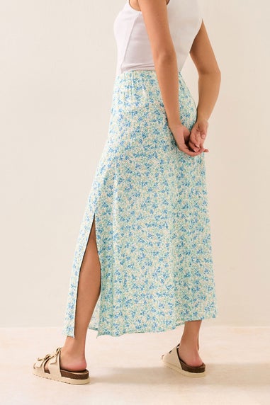 PixieGirl Petite Blue Ditsy Floral Midaxi Skirt