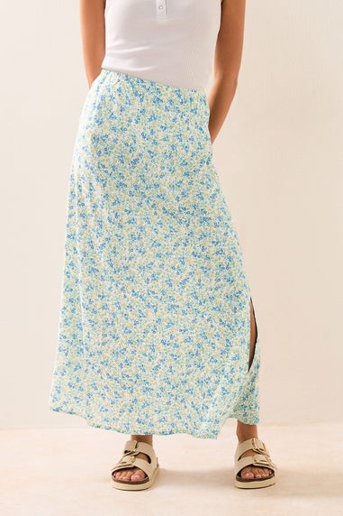 PixieGirl Petite Blue Ditsy Floral Midaxi Skirt