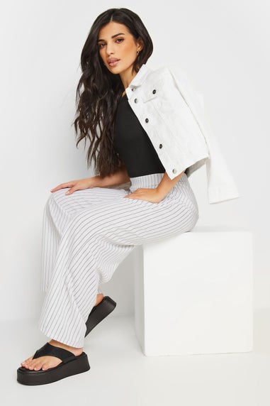 Pixiegirl Petite White Pinstripe Wide Leg Trousers