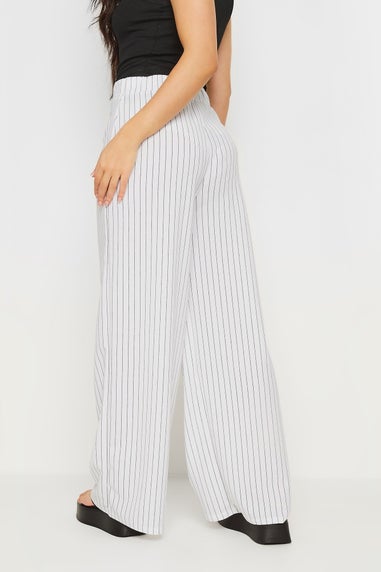 Pixiegirl Petite White Pinstripe Wide Leg Trousers