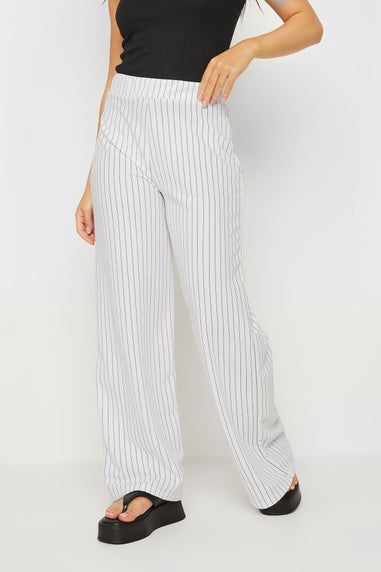 Pixiegirl Petite White Pinstripe Wide Leg Trousers