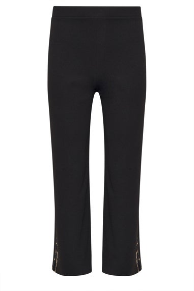 Pixiegirl Black Leopard Print Side Stripe Wide Leg Trousers