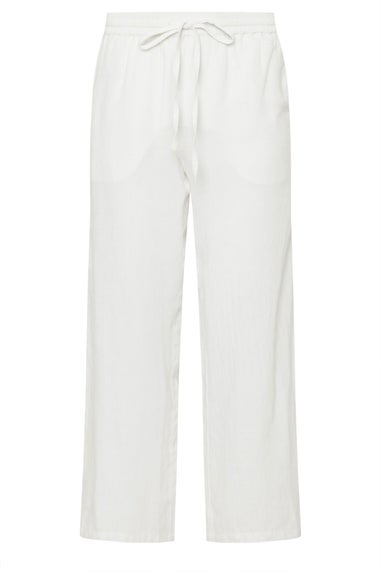Pixiegirl White Linen Drawstring Wide Leg Trousers