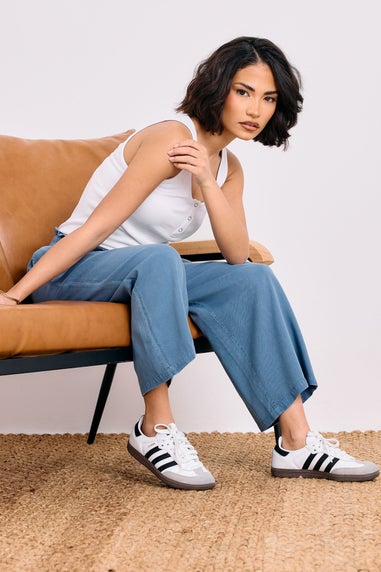 Pixiegirl Petite Blue Acid Wash Cropped Trousers