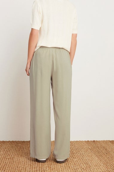 Pixiegirl Natural Brown Acid Wash Wide Leg Trousers
