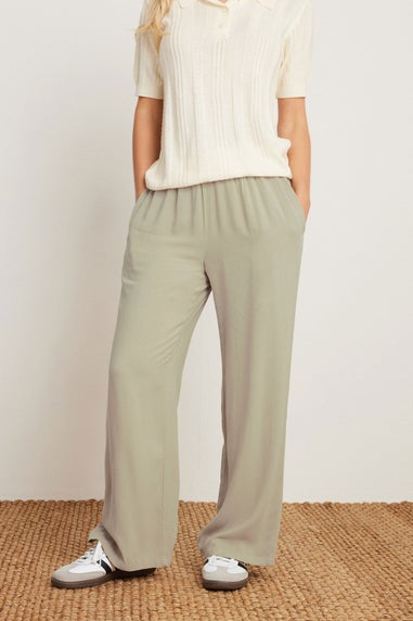 Pixiegirl Natural Brown Acid Wash Wide Leg Trousers