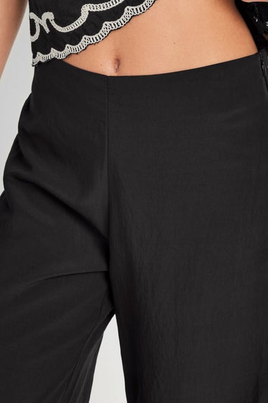 PixieGirl Petite Black Embroidered Hemline Trousers