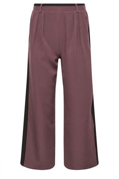 Pixiegirl Purple Side Stripe Contrast Waist Wide Leg Trousers