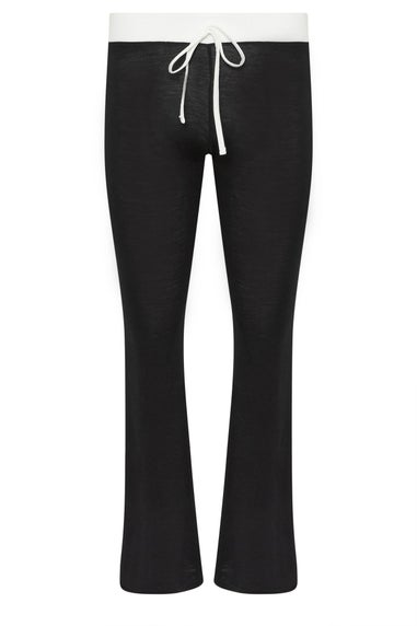 PixieGirl Petite Black Contrast Waist Flared Trousers