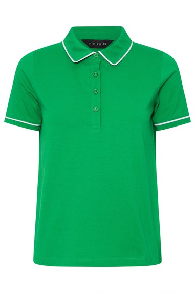 Pixiegirl Green Contrast Trim Polo Shirt