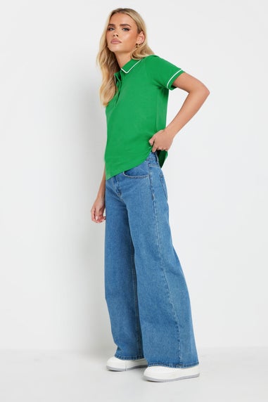 Pixiegirl Green Contrast Trim Polo Shirt