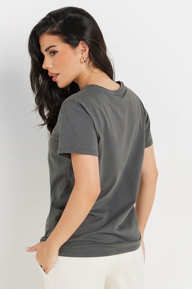 Pixiegirl Grey Boston Slogan T-Shirt