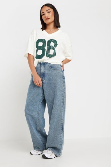 Pixiegirl White Jersey Graphic Varsity T-Shirt