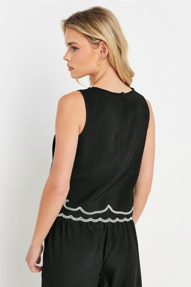 PixieGirl Petite Black Embroidered Sleeveless Top