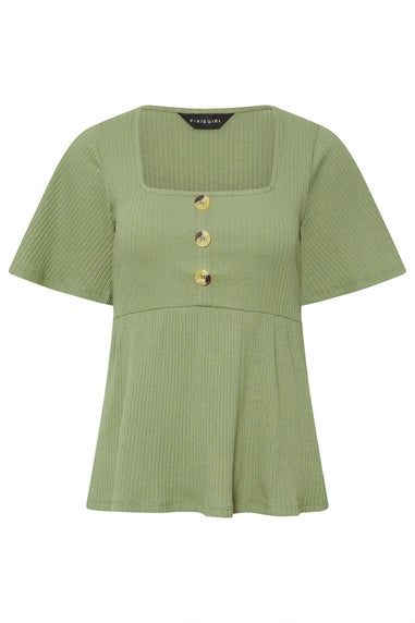 Pixiegirl Sage Green Ribbed Smock Top