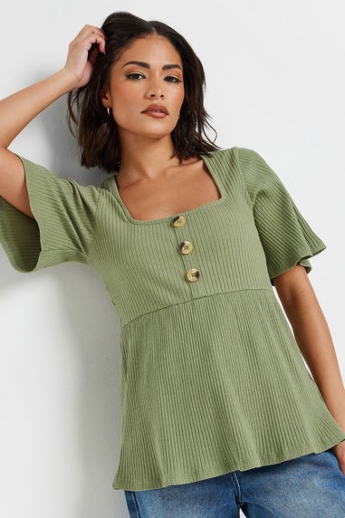 Pixiegirl Sage Green Ribbed Smock Top