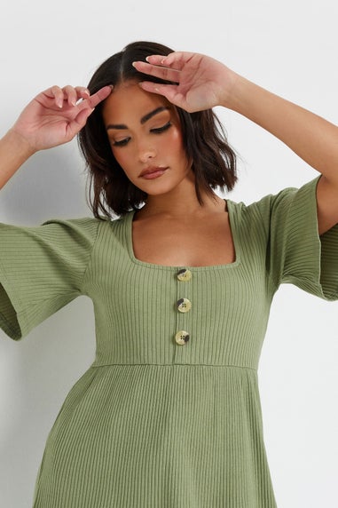 Pixiegirl Sage Green Ribbed Smock Top
