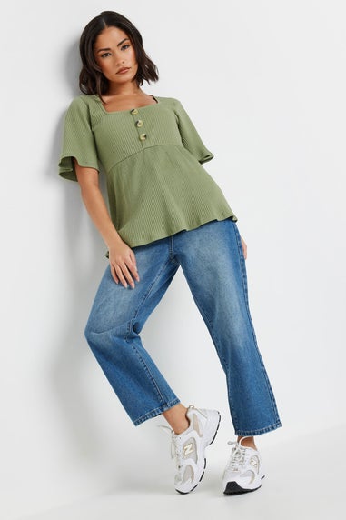 Pixiegirl Sage Green Ribbed Smock Top