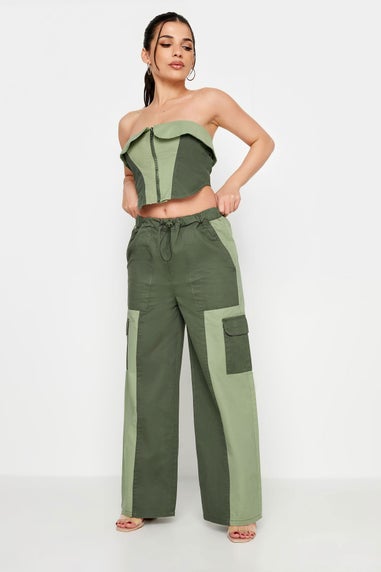 Pixiegirl Khaki Green Colourblock Bandeau Corset Top