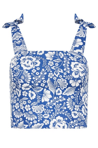 Pixiegirl Blue Floral Print Cropped Vest Top