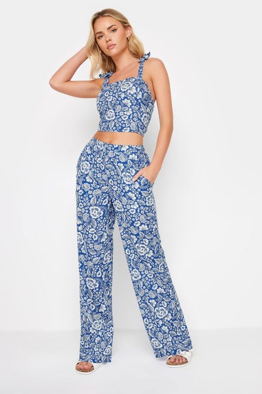 Pixiegirl Blue Floral Print Cropped Vest Top