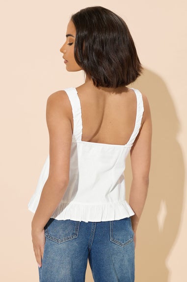 Pixiegirl White Ruched Bust Tie Front Top
