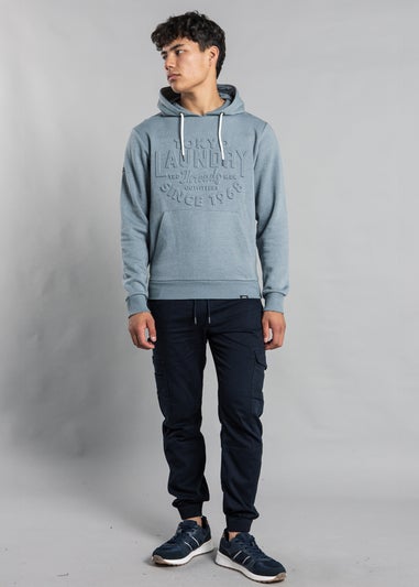 Tokyo Laundry Grey Cotton Blend Embossed Drawstring Hoody