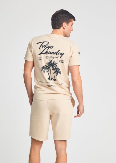 Tokyo Laundry Stone Beach Logo T-Shirt & Jogger Short Set