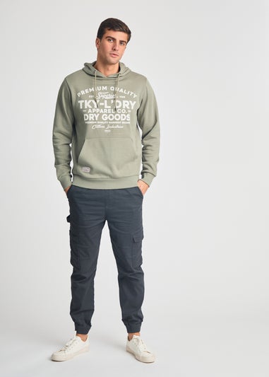 Tokyo Laundry Grey Printed Hoody With Drawcord