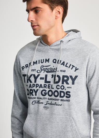 Tokyo Laundry Light Grey Printed Hoody With Drawcord