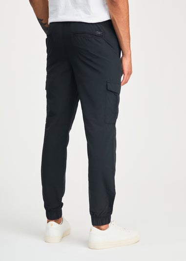 Tokyo Laundry Black Nylon Drawstring Cargo Trousers