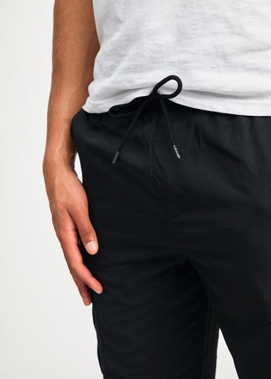 Tokyo Laundry Black Nylon Drawstring Cargo Trousers