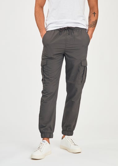 Tokyo Laundry Dark Grey Nylon Drawstring Cargo Trousers