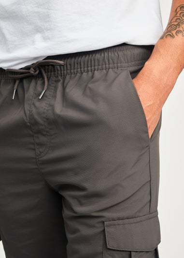 Tokyo Laundry Dark Grey Nylon Drawstring Cargo Trousers