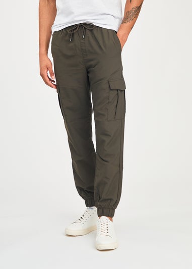 Tokyo Laundry Khaki Nylon Drawstring Cargo Trousers