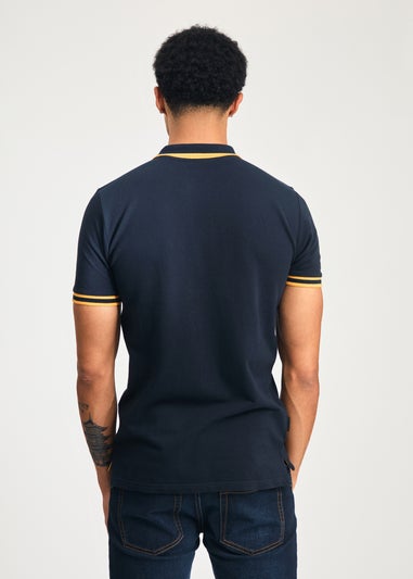 Tokyo Laundry Navy Cotton Short Sleeve Button-Up Polo Shirt