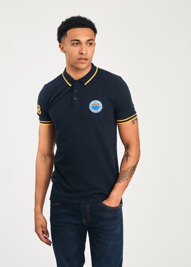 Tokyo Laundry Navy Cotton Short Sleeve Button-Up Polo Shirt