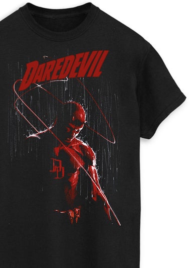 Marvel Daredevil Standing In The Rain Black Graphic T-Shirt