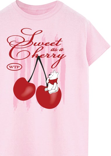 Disney Winnie The Pooh Sweet As Cherry Light Pink Boyfriend Fit Graphic T-Shirt