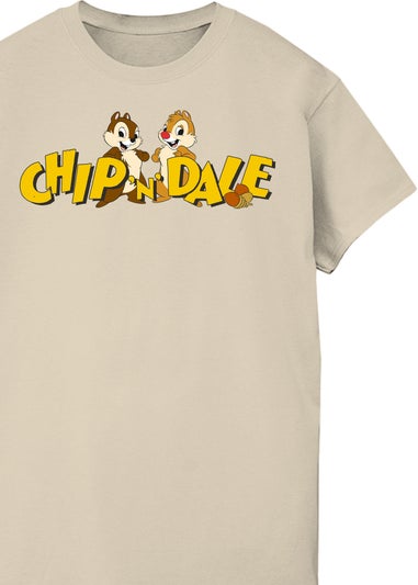 Disney Chip N Dale Character Logo Sand Boyfriend Fit Graphic T-Shirt