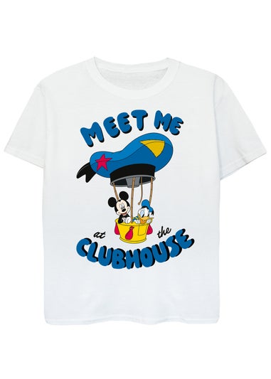 Disney Mickey Clubhouse Meet Me At The Clubhouse Kids White Graphic T-Shirt (3-13 Years)