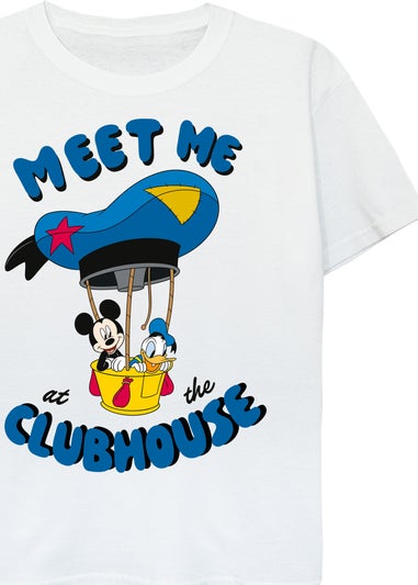 Disney Mickey Clubhouse Meet Me At The Clubhouse Kids White Graphic T-Shirt (3-13 Years)