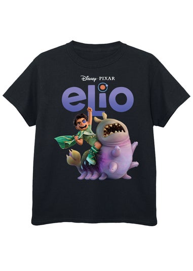 Disney Elio Ride Glordon Kids Black Graphic T-Shirt (3-13 Years)