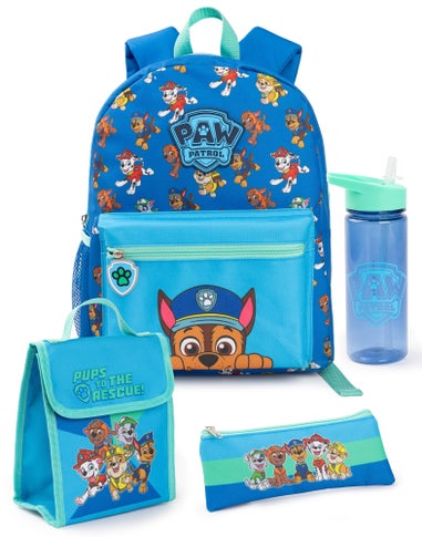 Paw Patrol Multi Character Kids Blue 4 Piece Backpack Set